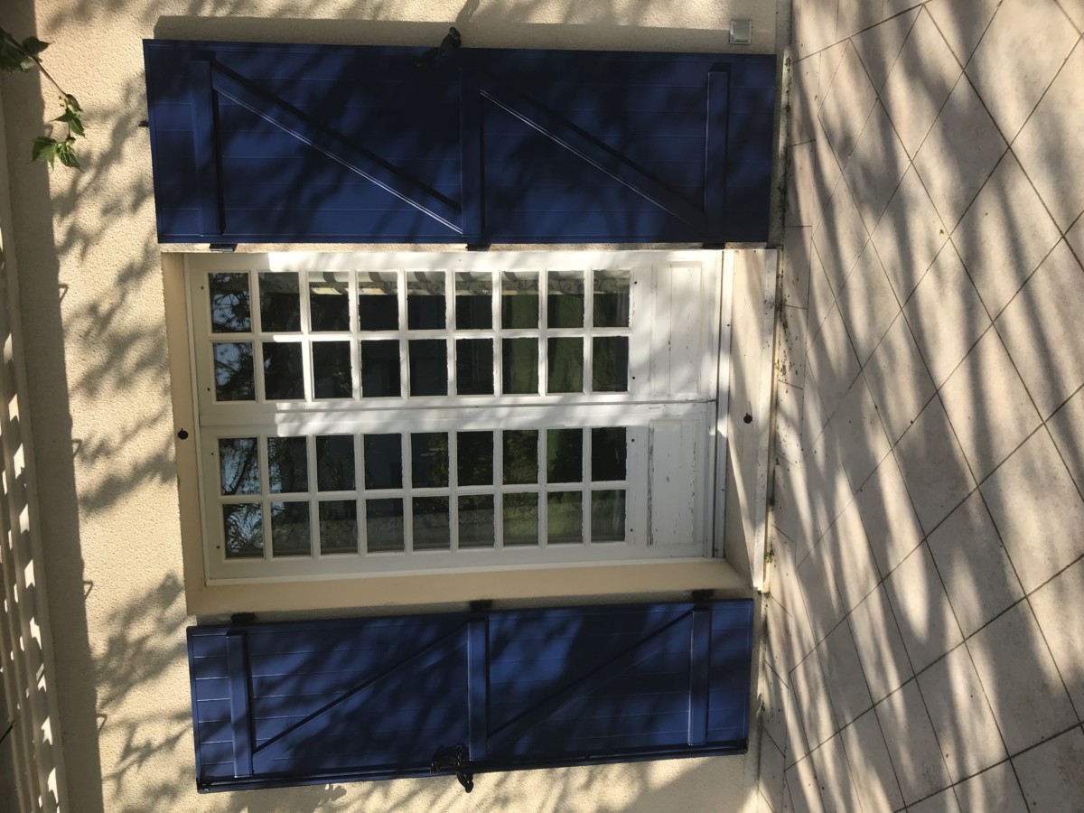 VOLETS BLEUS PORTE FENETRE - Volets Bois PVC Alu