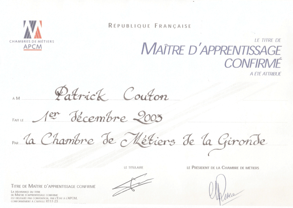 menuiserie patrick couton parempuyre qsn maitre apprentissage confirme - Qui sommes-nous ?